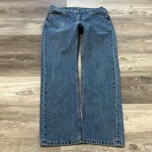 Levis‎ 505 Red Tab Mid Wash Blue Mens 36x32 Regular Fit Straight Leg Denim Jeans